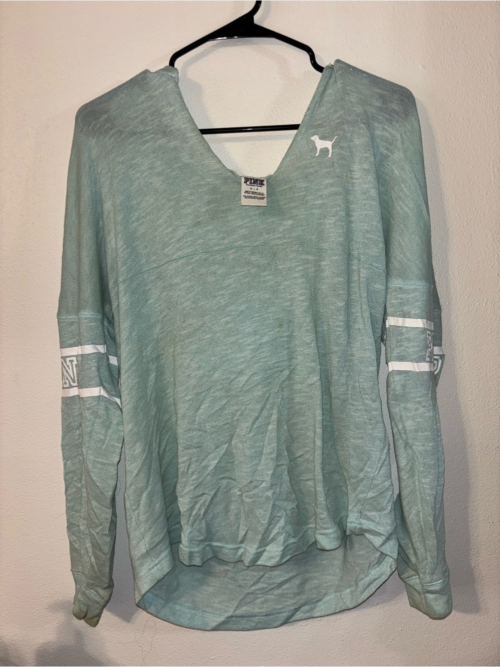 Victoria's Secret PINK Mint Green V-Neck Lightweight Hoodie